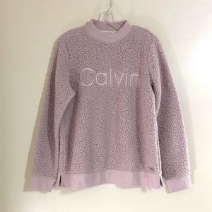 Calvin Klein Medium Pink Sherpa Top w/ Logo